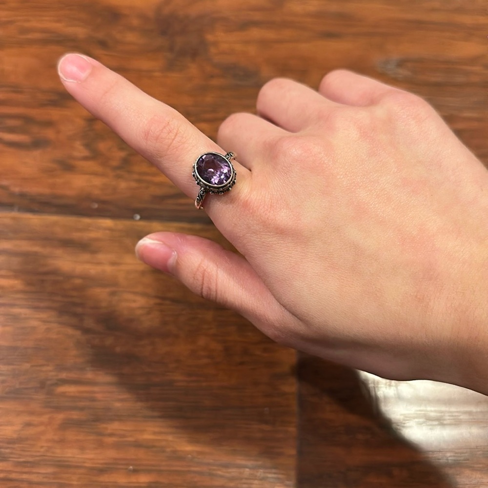 NEW Elegant Purple Amethyst S925 Silver Ring